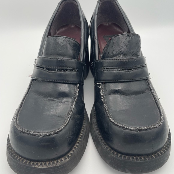 Women's Black Chunky Heel Loafers Bongo - Picture 2 of 8